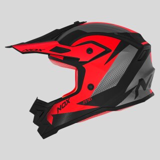 Sturzhelm NOX - MX Fusion Kid Schwarz matt Rot K-L