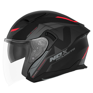 Sturzhelm NOX - N 130 Klint Schwarz matt Rot M