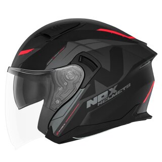 Sturzhelm NOX - N 130 Klint Schwarz matt Rot 2XL