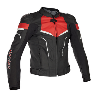 Lederjacke RUSSEL Schwarz Rot Wei H50