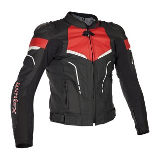 Lederjacke RUSSEL Schwarz Rot Weiß H54