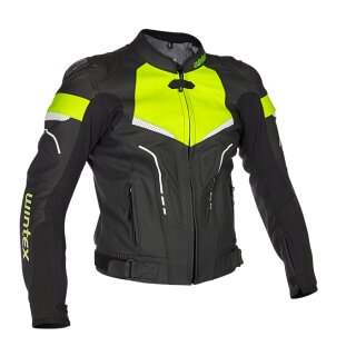 Lederjacke RUSSEL Schwarz Fluolime Weiß H50