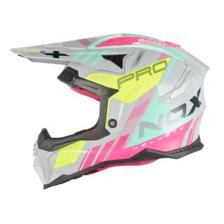 Sturzhelm NOX - MX 634 Storm grau gelb pink S